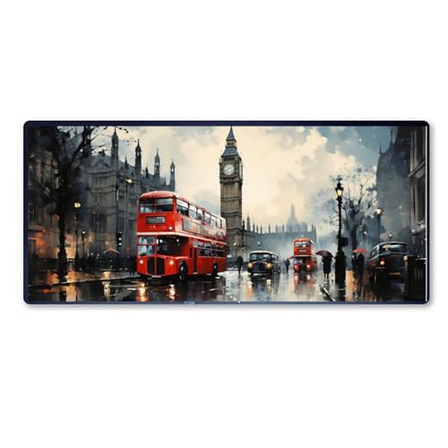 Grand Ben Tapis de Souris Londres Tapis Souris XXL 900x400x3 MM Tapis de Souris Gaming Accessoire, Lavable, Caoutchouc Antidérapante, Haute Précision et...