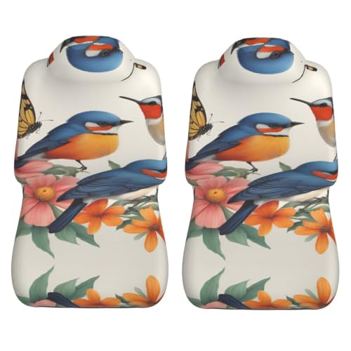 LLOTPQ Housses de siège auto élastiques universelles Motif oiseaux fleurs – vue 5