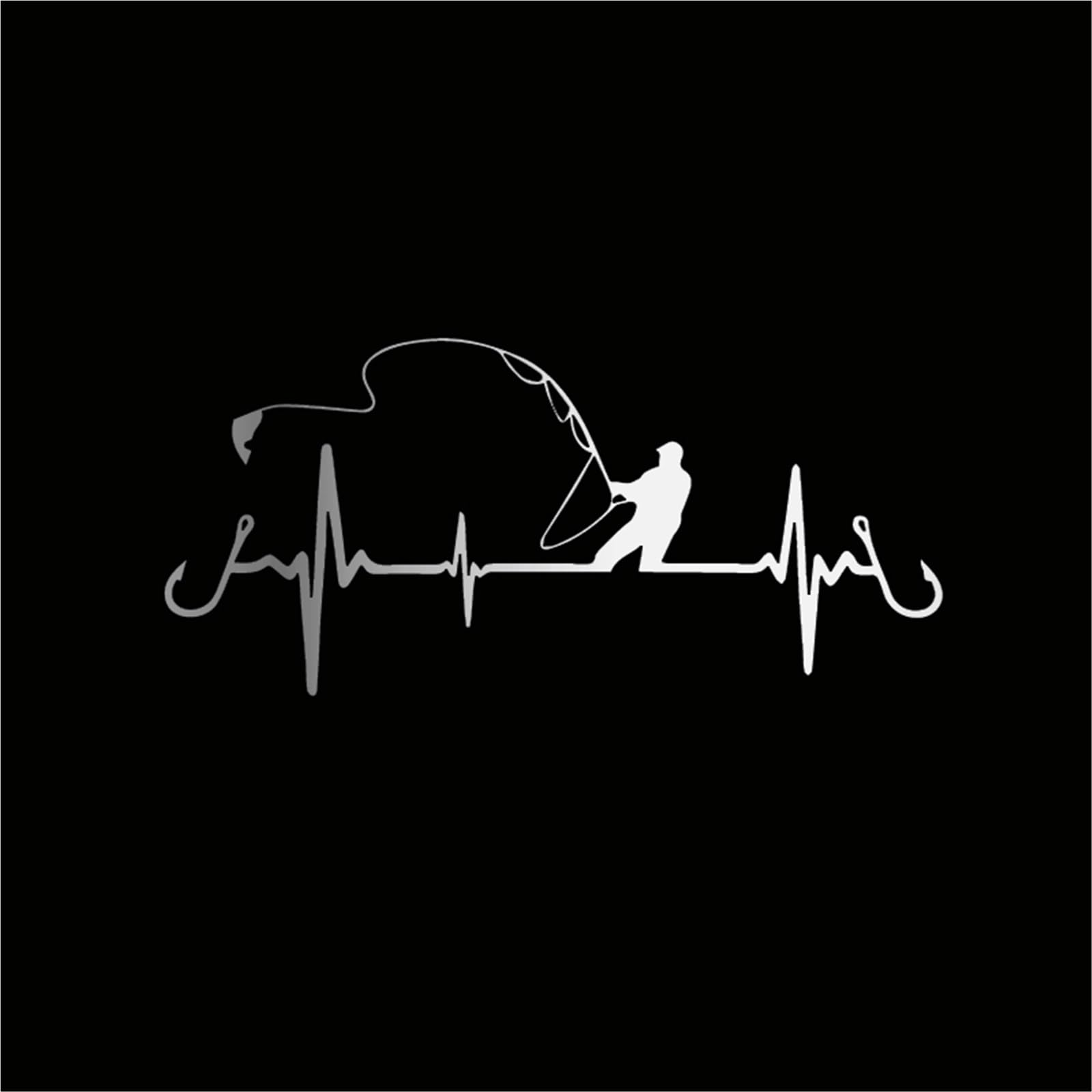 HAfgDJ Car Sticker Heartbeat Fishing Styling Funny Decorative Decal Motorcycle 16.7CM*7.7CM
