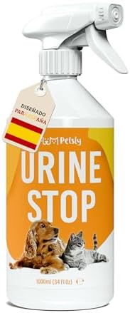 Petsly® Repelente Orina Perros y Gatos - 1L - Triple Acción - Adiestramiento, Evitar Pipi Perros y Gatos, Eliminador de Olores - Uso Interior y Exterior - No Mancha - Aroma Cítrico - Repelente Gatos
