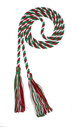 Image of Graduation Honor Cord - RED /Kelly /White - Every School Color Available - Made in USA