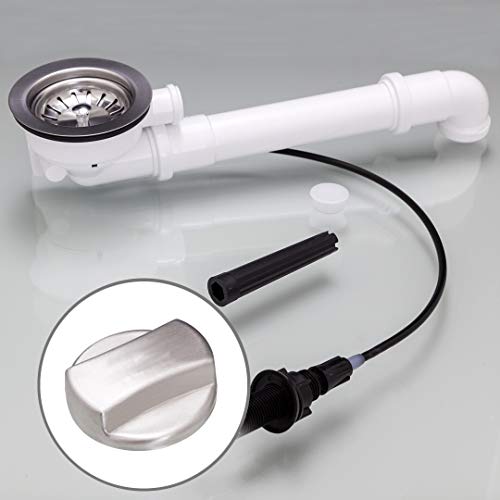 Universal Drehexcenter-Ablaufgarnitur Spülenablauf 3 1/2" Zoll mit Raumsparrohr (Edelstahl gebürstet) Cover