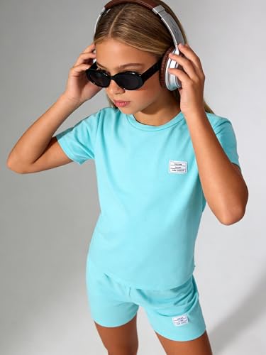 Image of Tween Girls Clothes Summer Short Sleeve T-Shirt and Shorts Set Casual Two Pieces Outfit Size 8 13