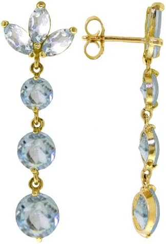 Galaxy Gold GG 14k Rose Gold Dangling Earrings with Natural Aquamarines - Image 2