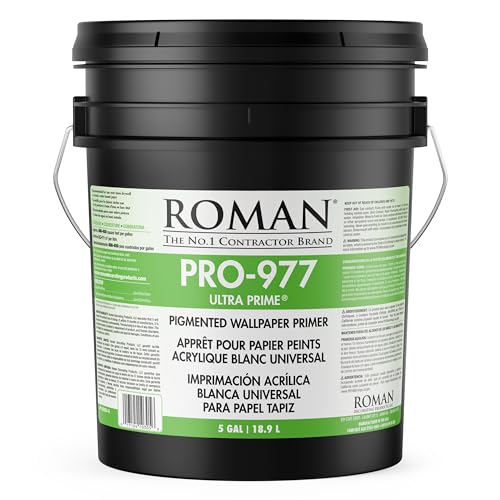 ROMAN PRO-977 White Wallpaper Primer - Pigmented Acrylic Primer for Wallcoverings and Home Improvement - 5 Gallons, White