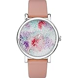 Timex Women's TW2R84300 Crystal Bloom Pink/White Floral Leather Strap Watch
