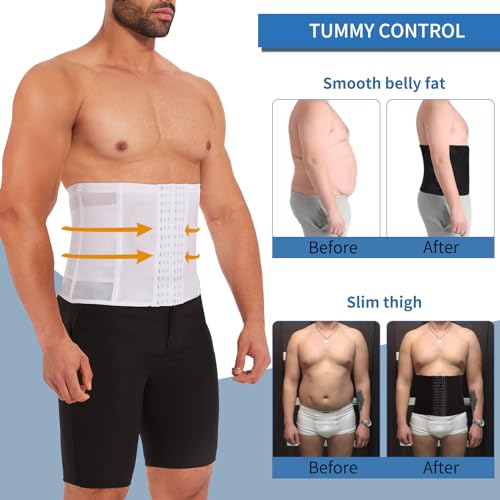 Miss Moly Waist Trainer For Men Corset With Steel Bones Stomach Belt Waist Trimmer Belly Girdle For Fitness Body Shaper With Hooks White 2Xl thumb #2