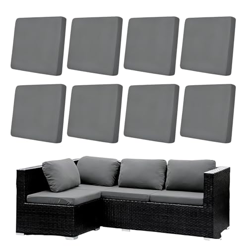 Image of Morbuy 8 Pack Elastic Outdoor Cushion Covers, Water Resistant Garden Seat Cushion Covers, Replacement Patio Furniture Cushion Slipcovers for Rattan Corner Sofa (Dark Gray)