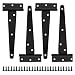 Produktbild Scharnier 4 Stück,150mm T-Scharnier Schwerlast Scharniere Klappbar mit 28 Stück Schrauben,Türscharniere für Holztüren Gartentore Schuppentore Schublade Badezimmer (Schwarz -6 zoll)