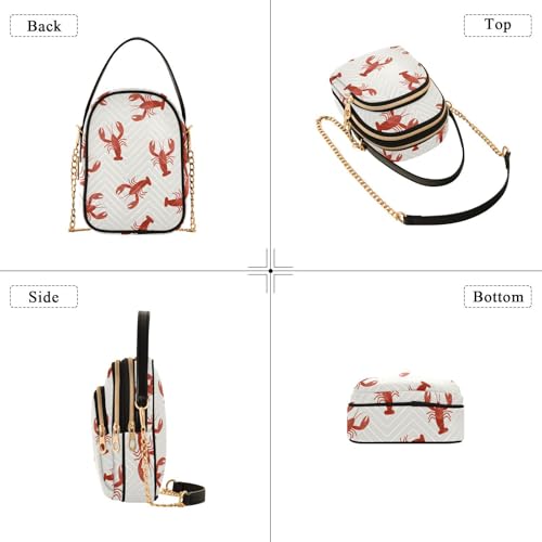 susiyo Crawfish Red Lobsters Small Crossbody Bags Shoulder Bag for Women Multi Zipper Stylish Ladies Messenger Bags Phone Purse Handbag Wallet4