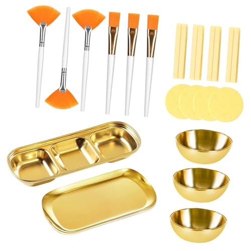 Kit 23 pièces pour soins du visage Sharplace avec bols mélangeurs et pinceaux couleur or