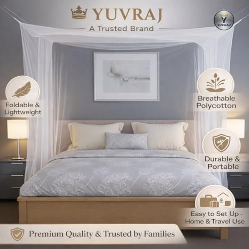 Image of Yuvraz Mosquito Net for Bed | Foldable & Breathable Bed Net with Strong Mesh | All-Round Protection from Mosquitoes, Flies & Insects Ideal for Double /Single Bed (Olive Green, 4 * 6.5 ft)