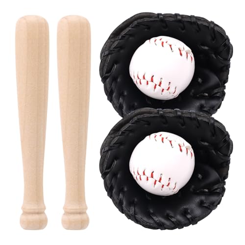 Mini Baseball Set, Miniature Baseball Bat Glove & Ball Tiny Accessories