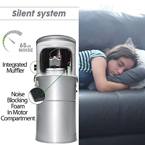 Ovo Airwatts Heavy Duty Powerful Central Vacuum System, Hybrid Filtration (With Or Without Disposable Bags) 35L Or 9.25Gal, 700 Air Watts With 35Ft Premium Deluxe Plus Accessory Kit Included, White #TOP3