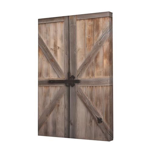 Peinture toile porte de grange en bois art mural chic