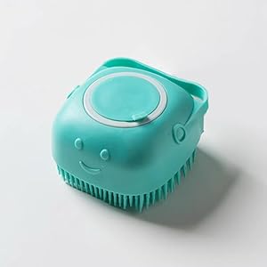 Pet Bath Massage Brush with Soap Dispenser, Soft Silicone Grooming Tool for Dogs Cats