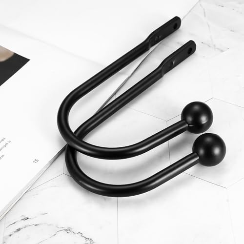 2 Stück Metall Vorhang Raffhalter, U-Form Gardinenhalter Raffhalter für Vorhänge Wohnzimmer, Raffbügel Holdbacks Vorhanghaken Raffhalter Wandbefestigung für Gardinen Schlafzimmer Büro Küchen(Schwarz)