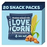 Picture of LOVE CORN Sea Salt | Delicious Crunchy Corn Snacks | .07oz x 20 Gluten Free, Vegan Bags | Convenient for Lunch Boxes, Commuting & Office Snacks