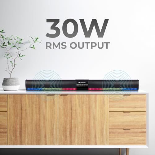 Image of Zebronics Ace Plus Wireless Soundbar with 30W Output, Dual Passive Radiator, RGB Lights,Built-in Rechargeable Battery, Bluetooth 5.1,Coaxial Input, AUX, FM Radio, USB, mSD, TWS Function