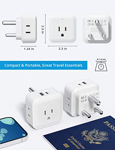 TROND South Africa Power Adapter 2 Pack - US to South Africa Travel Plug Adapter with 4 Outlets 2 USB (1 USB C), Type M Power Converter Adaptor for South African Mozambique Lesotho Travel - Thumbnail 5