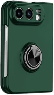 ・互換品iPhone Duo用ケース カバー 折りたたみ型 リング付き スタンド機能 シンプル デュオ用 保護ケース(ダークグリーン) [並行輸入品]