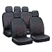 Big Hippo Car Seat Covers,Airbag Compatible Leather Seat Covers Full Set with 5 Detachable Headrests for Car, Truck, SUV, or Van - Universal Fit 50/50 60/40 Split Bench(Black & Red)