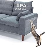 IRWU Cat Scratch Furniture Protector for Leather - 10 Pack Large Size Clear Smooth Anti Furniture Protectors from Cats Scratching Deterrent Tape, Cat Scratch Guard for Leather Couch/Sofa