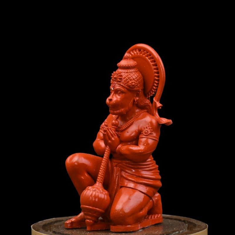 Image of Mahabali Hanuman Idol Small Divine Murti for Mandir, Car Dashboard, Home & Office | Resin Lord Hanuman Statue for Pooja, Vastu & Festival Gifting (Orange Look)