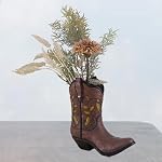 Fenteer Resin Vase Decorative Cowgirl Boot Vase Sculpture Indoor Sculpture for Farmhouse, Brown