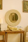 Scultura artigianale Buddha Thai sdraiato in foglia oro con specchietti decorativi.