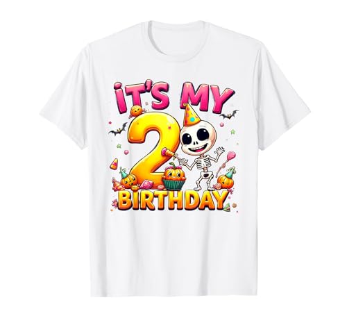 Kids It's My 2nd Birthday Boy Halloween Skeleton 2 Years Old T�V���c
