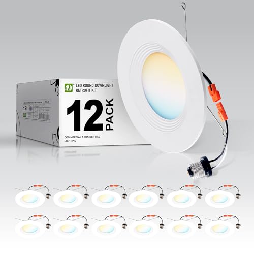 ASD Retrofit LED Recessed Lighting 6 Inch | White 12W 1009 Lm Wet Rated Dimmable Ceiling Downlights | 2700K-5000K Adjustable CRI90 Room Recessed Light Fixtures | LED Can Lights, UL 12 Pack