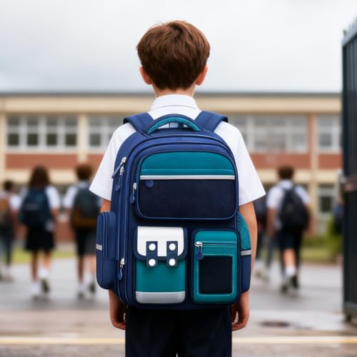 Image of Zibuyu School Bag for Boys 5-8 Years Old, Burden-Relief School Bag For Kids with Water Resistant Design, 30x20x42cm, Ergonomic Design & Spacious Daily Storage, Gifts for Boys