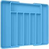 Aujen Besteckkasten für Schubladen -Abnehmbar Besteckeinsatz für Schubladen, Erweiterbar Praktischer Schubladeneinsatz, Effiziente und Vielseitiger Küchen Organizer, Dunkelblau, Groß