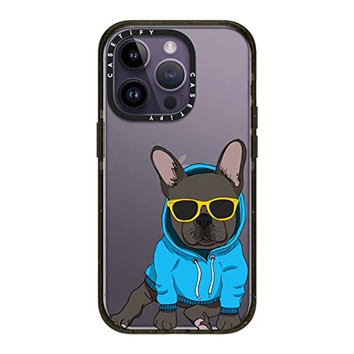 CASETiFY �C���p�N�g iPhone 14 Pro �P�[�X [MIL�K�i���� (4x MIL-STD-810G)/2.5m����̗����������N���A] - Hipster Frenchie Black - �O���b�V�[ �u���b�N