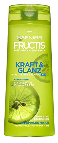 Garnier Fructis Krachtig en glans, krachtige shampoo 2-in-1 met vitamine B3, voor krachtig en glanzend haar, verpakking van 6 (6 x 250 ml)