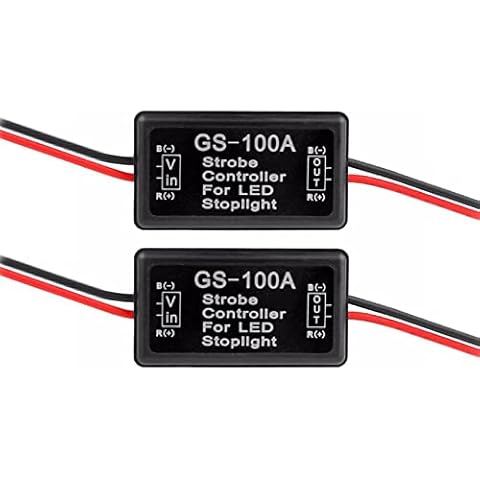 iBrightstar 9-30V Flashing Strobe Blinking Controller Flasher Module for LED Brake Tail Stop Light High Mount/3rd Brake Lights - 2Pack Cover