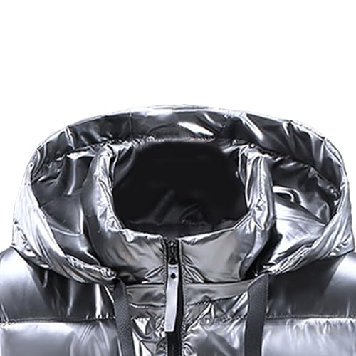 JEsilunmaMY Men's Shiny Winter Hooded Puffer Vest Sleeveless Thicken Warm Cotton Cargo Vest Fashion Padded Down Vest Jacket2