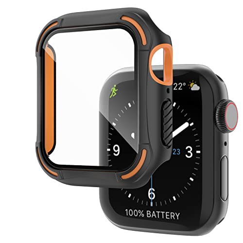 Recoppa for Rugged Apple Watch Case 44mm Series SE 6/5/4 with Screen Protector, Durable Military Grade Quattro Pro Series Drop-Proof Protective Cover Full Coverage Bumper for Men iWatch