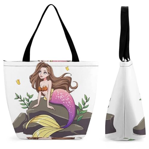 Sac à main pour femme sirène papillon grand volume 28.5x18x32.5cm