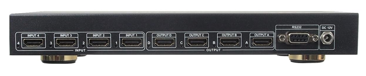 Maddison Matrice HDMI 4 x 4 con telecomando (4 ingressi/4 uscite) Supporta risoluzioni display fino a 4K x 2K @ 30Hz, 1080P @ 120 Hz e 1080P 3D @ 60Hz