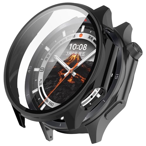 FTRONGRT Cover Compatibile con OnePlus Watch 3 / Oppo Watch X2, PC + Pellicola Temperata Tutto Compreso Antigraffio Custodia Protettiva.Nero