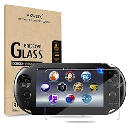 AKWOX Screen Protector Compatible with PS Vita 2000 (Pack of 2), Premium HD Clear 9H Tempered Glass Screen Protective Film Max Clarity High Touch Accuracy Film