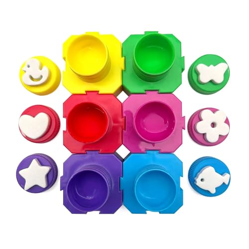 GUACHE COM 6 CARIMBOS COM POTE ENCAIXÁVEL - ESTOJO C/ 6 CORES 20 ML CADA - LEO&LEO