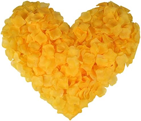 Henzxi 1000 Pcs Royal Yellow Rose Petals, Artificial Flower Petals, for Romantic Night, Wedding, Event, Party, Valentine Decor (1000 Pcs, Royal Yellow)