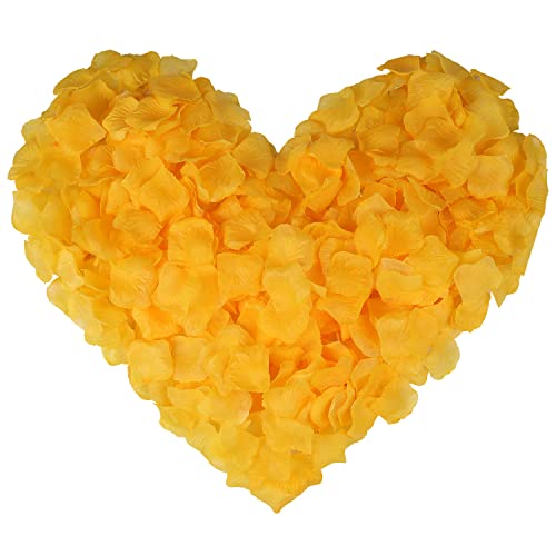 Henzxi 1000 Pcs Royal Yellow Rose Petals, Artificial Flower Petals, For Romantic Night, Wedding, Event, Party, Valentine Decor (1000 Pcs, Royal Yellow) #TOP7