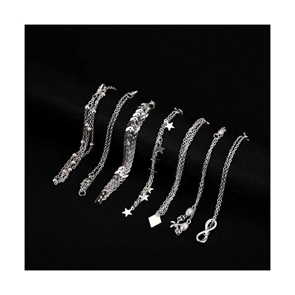 Softones 16Pcs Ankle Bracelets for Women Girls Gold Silver Two Style Chain Beach Anklet Bracelet Jewelry Anklet Set,Adjustable Size