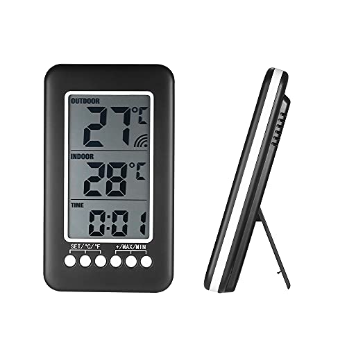 Thermomètre Numérique Weytoll LCD ℃ / ℉ Thermomètre intérieur/extérieur numérique Horloge Horloge Mesure de température avec transmetteur Cover