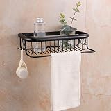 VINSNI Wall Mounted Shower Caddy Bathroom Shelf Solid Brass Shower Shampoo Holder Storage Basket wit