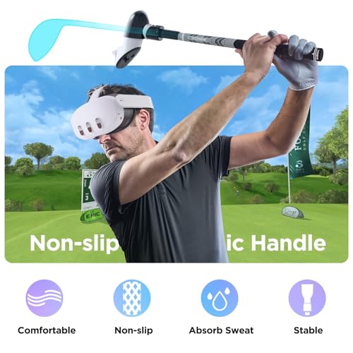 YOGES VR Golf Club Attachment Compatible with Meta Quest 3S/ Quest 3/ Oculus Quest 2 Controller, Non-Slip VR Golf Handle Grips 90 Degree Keep Tracking for Golf VR Games (ONLY for Right Controller) by YOGES - Image 6